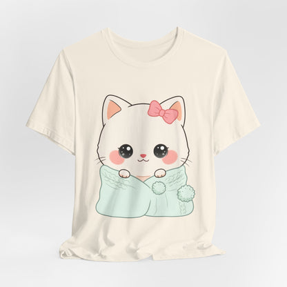Kawaii Cat T-Shirt, Cozy Blanket Kitty for Cat Lovers