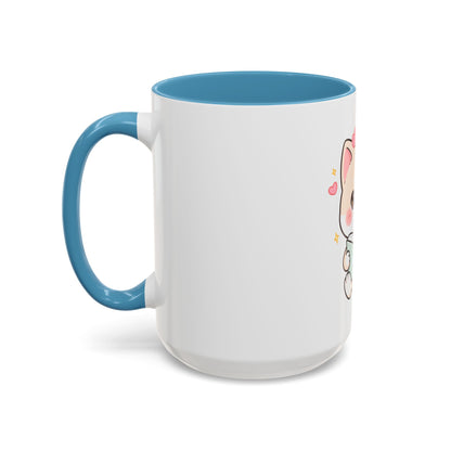 Kawaii Cat Reading Mug, Cute Book Lover Accent Coffee Mug