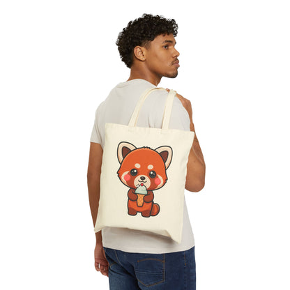 Red Panda Tote Bag, Cute Ice Cream Gift for Summer