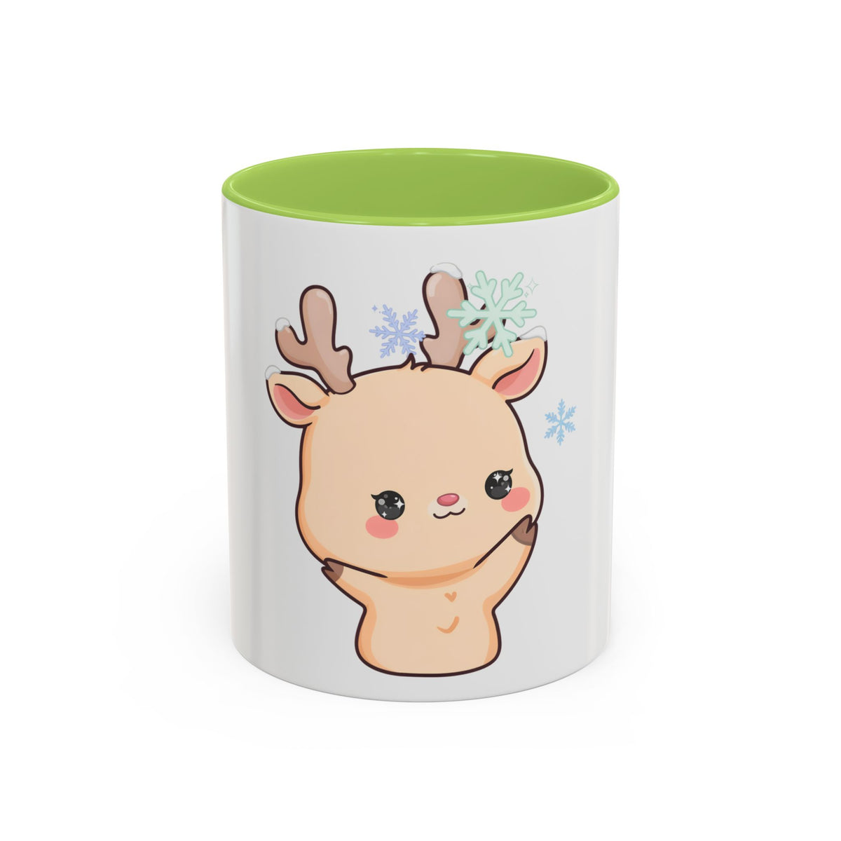 Kawaii Reindeer Accent Coffee Mug for Cozy Winter Sips