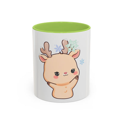 Kawaii Reindeer Accent Coffee Mug for Cozy Winter Sips