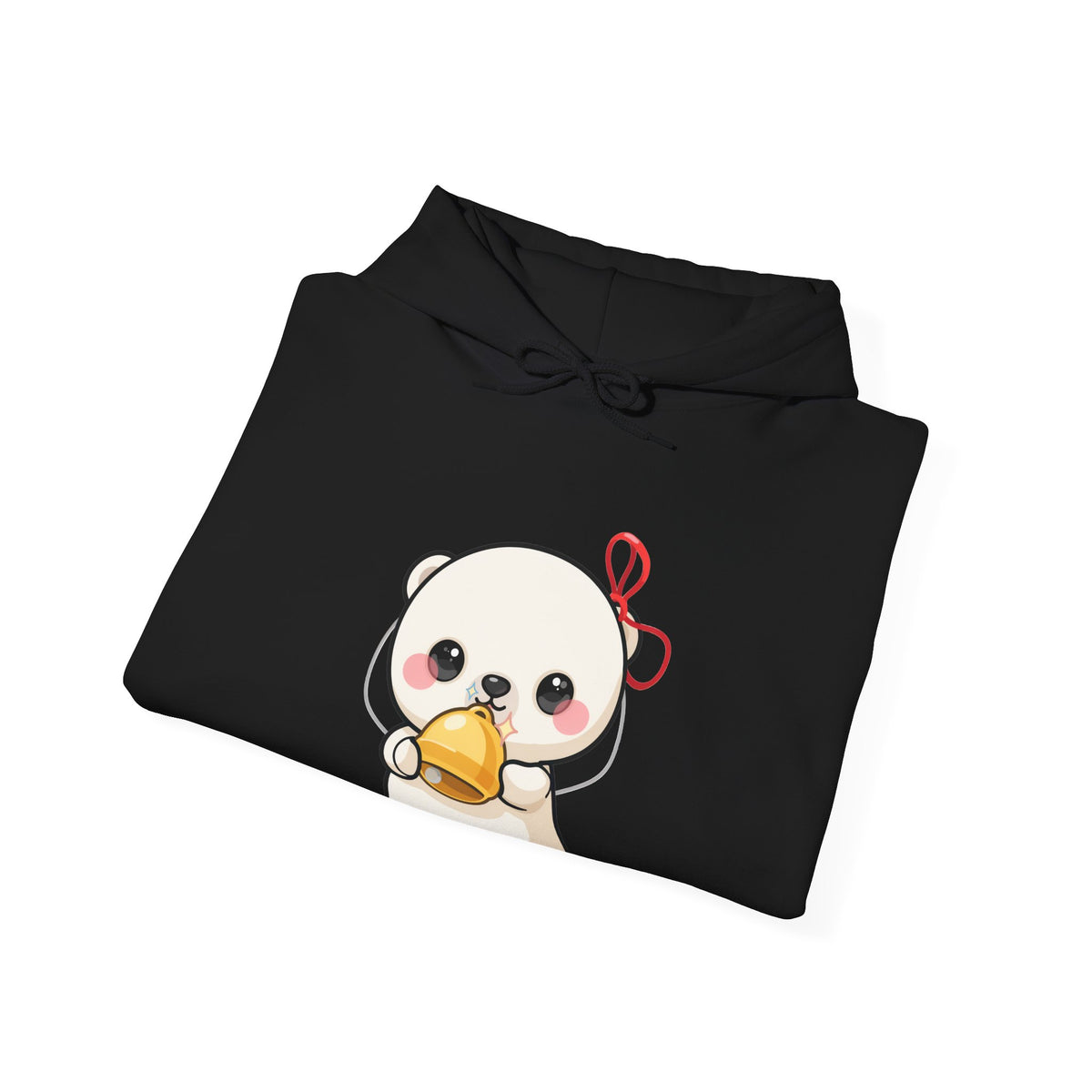 Kawaii Polar Bear Hoodie, Cute Jingle Bell Sweatshirt