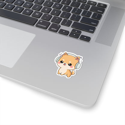 Kawaii Shiba Inu Music Sticker for Journals and Laptops