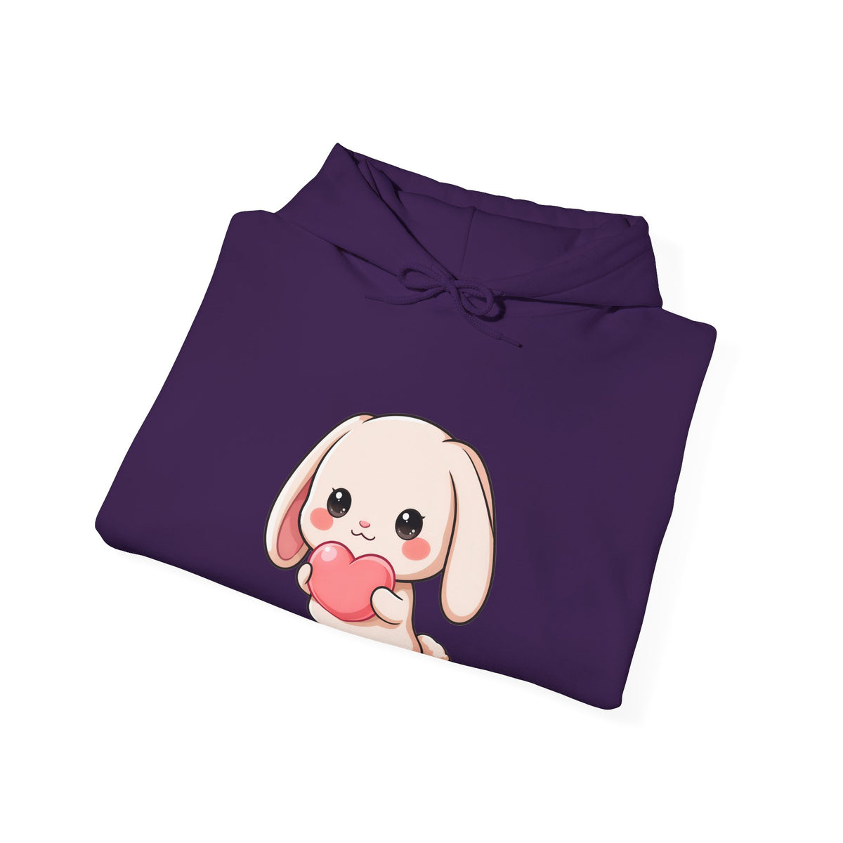 Kawaii Bunny Heart Hoodie, Cute Unisex Heavy Blend Sweatshirt