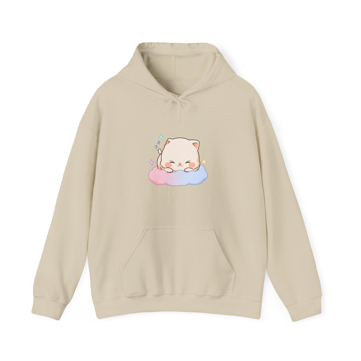 Kawaii Sleeping Cat Hoodie, Cozy Cloud Cat Sweatshirt