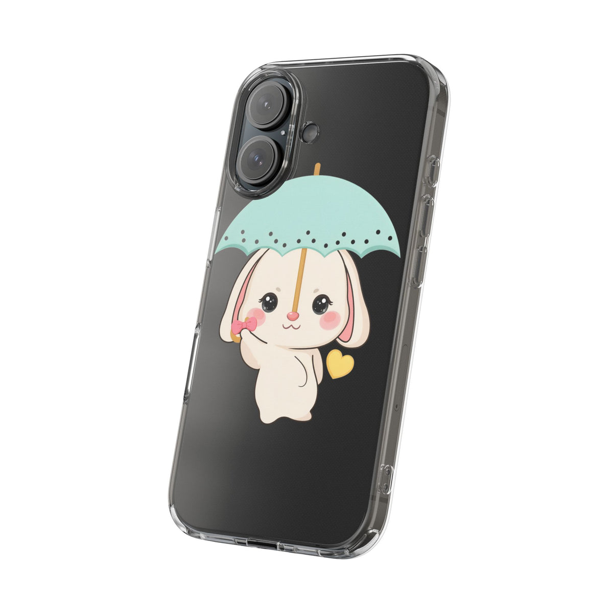 Kawaii Bunny Phone Case with Umbrella | Cute Clear Case