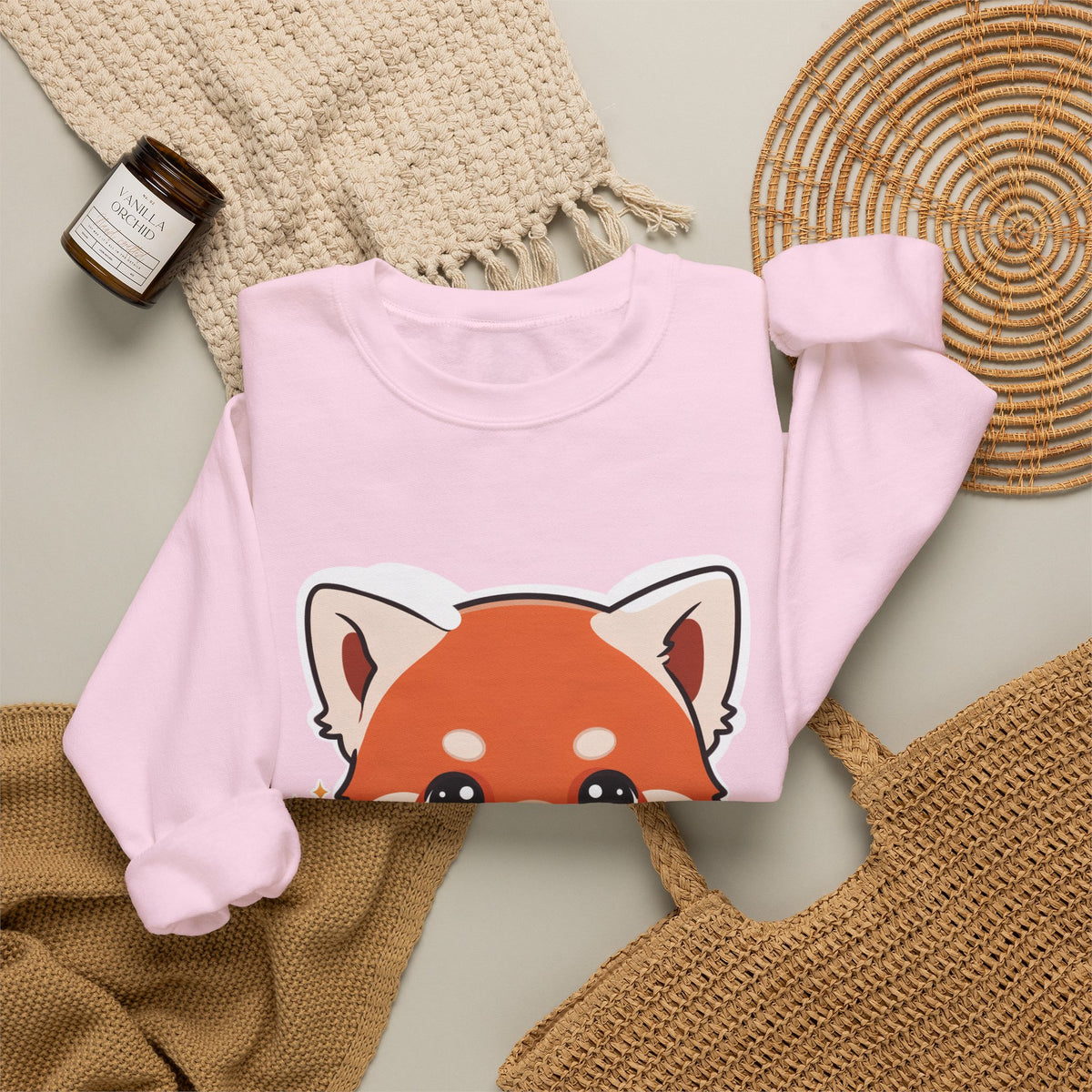 Kawaii Red Panda Sweatshirt, Cute Plant Lover Crewneck