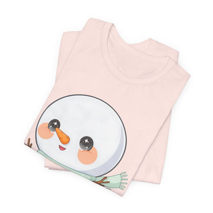 Cute Snowman T-Shirt, Kawaii Ice Skating Holiday Gift