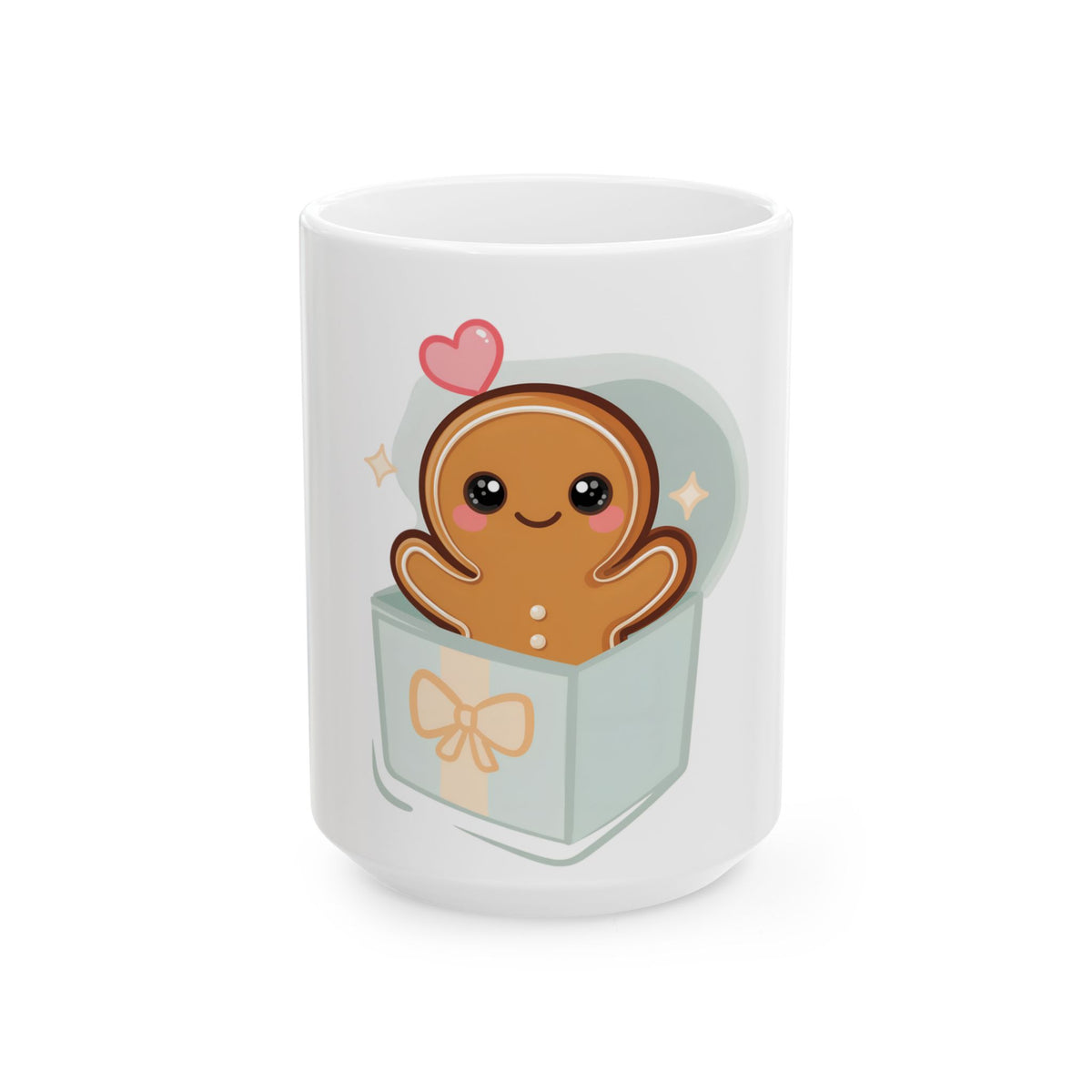 Gingerbread Gift Mug, Cute Kawaii Holiday Ceramic Cup