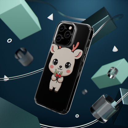 Kawaii Christmas Reindeer Clear Phone Case Gift
