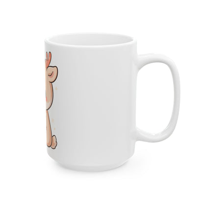 Kawaii Christmas Reindeer Mug for Cozy Holiday Desk Moments