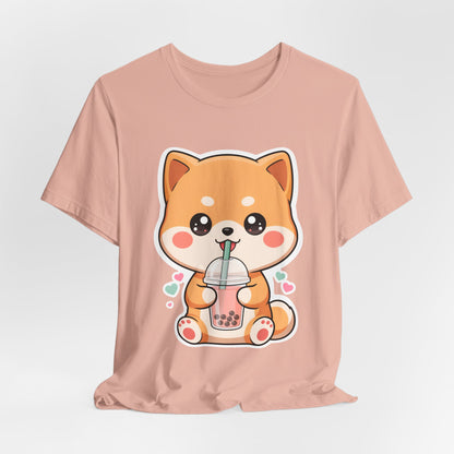 Kawaii Shiba Bubble Tea T-Shirt for Boba Lovers