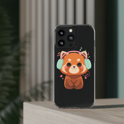 Red Panda Phone Case, Kawaii Music Lover Clear Case