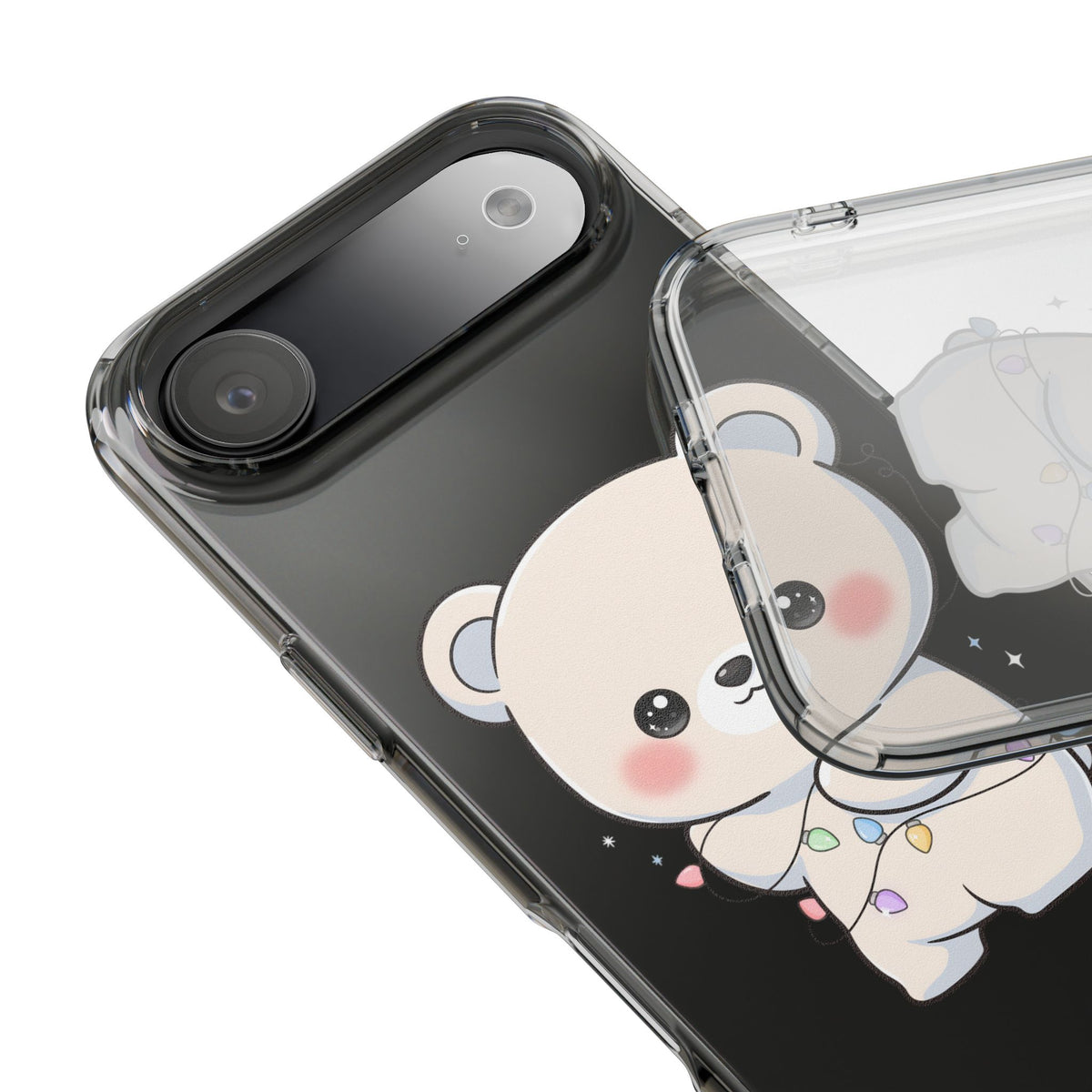 Kawaii Polar Bear Phone Case with Fairy Lights