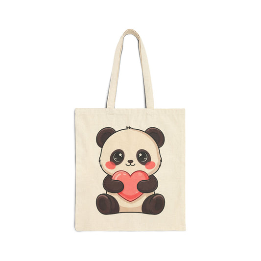 Cute Panda Cotton Canvas Tote Bag for Errand Runs