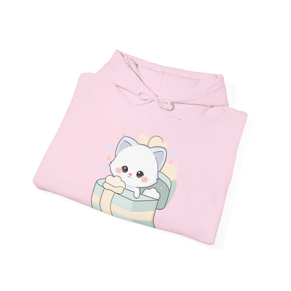 Kawaii Arctic Fox Hoodie, Cute Gift Box Sweatshirt