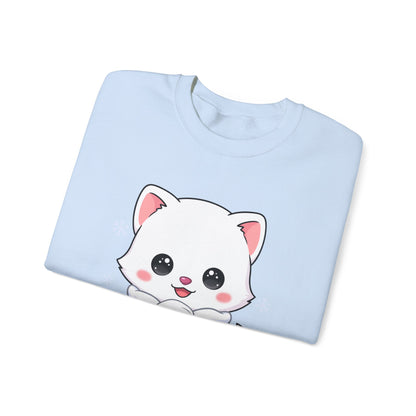 Kawaii Arctic Fox Sweatshirt, Cute Winter Animal Crewneck