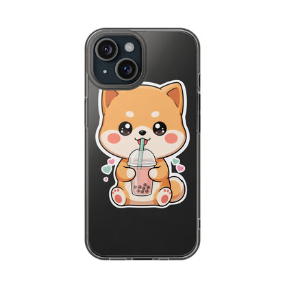 Kawaii Shiba Inu Phone Case for Bubble Tea Lovers
