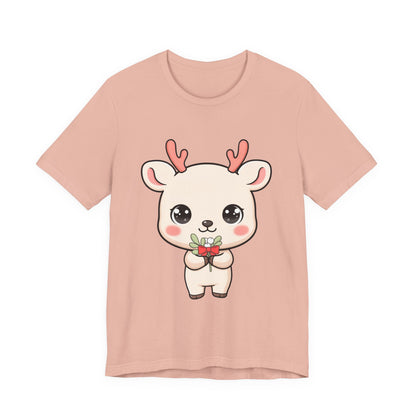 Kawaii Reindeer Christmas T-Shirt for Holiday Cheer