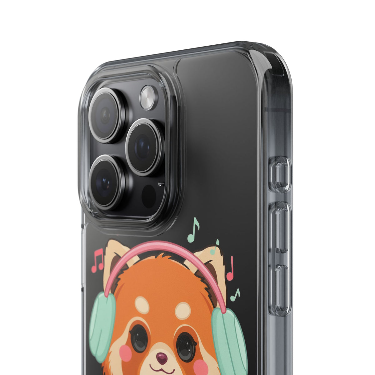 Red Panda Phone Case, Kawaii Music Lover Clear Case