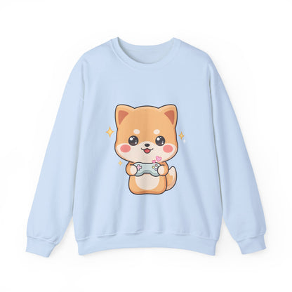 Kawaii Gamer Shiba Inu Sweatshirt for Cozy Gaming Days