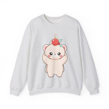 Kawaii Polar Bear Christmas Sweatshirt, Cute Holiday Crewneck