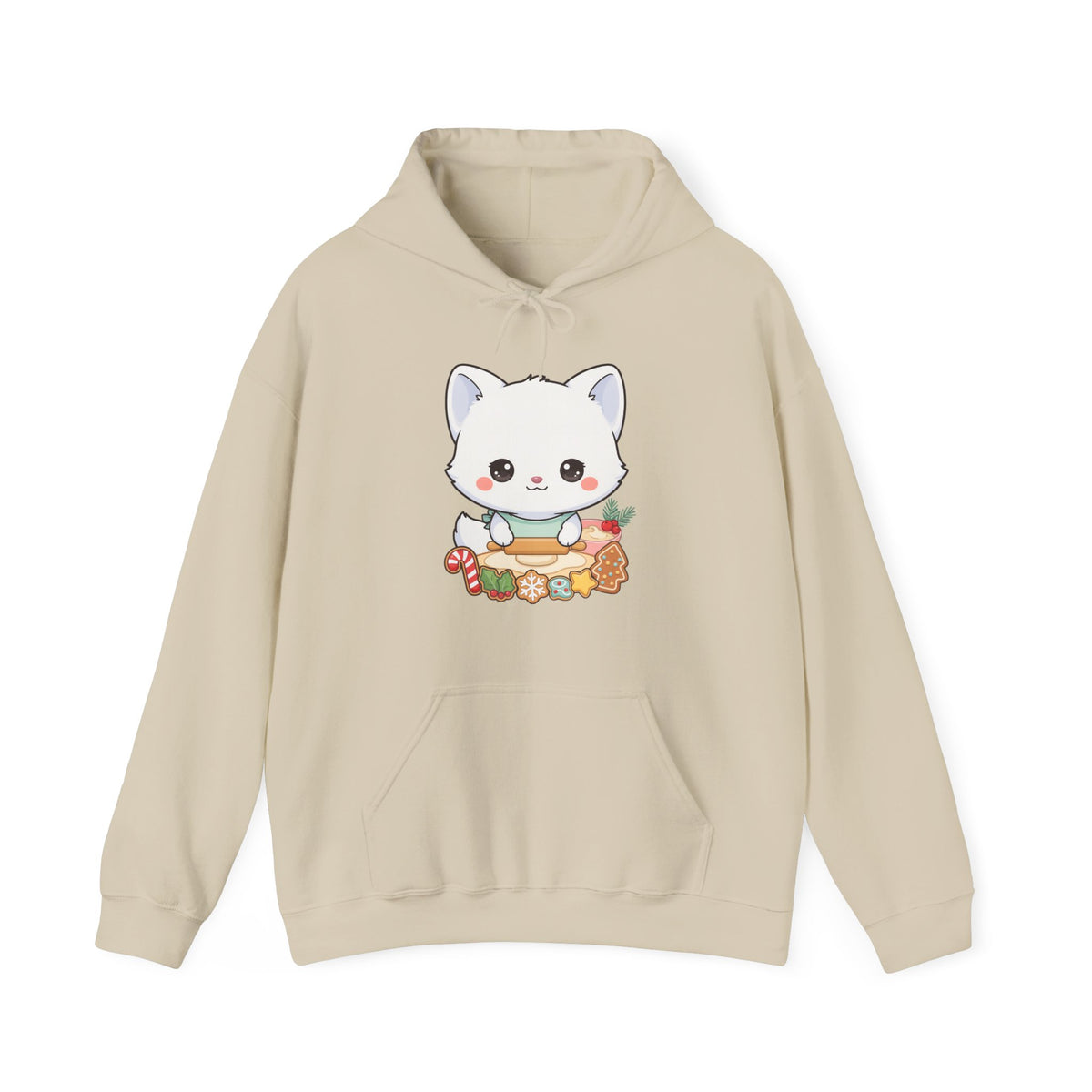 Christmas Fox Baking Hoodie, Kawaii Cookie Baker Sweatshirt
