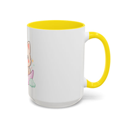 Kawaii Cat Moon Accent Coffee Mug, Cute Cat Lover Gift