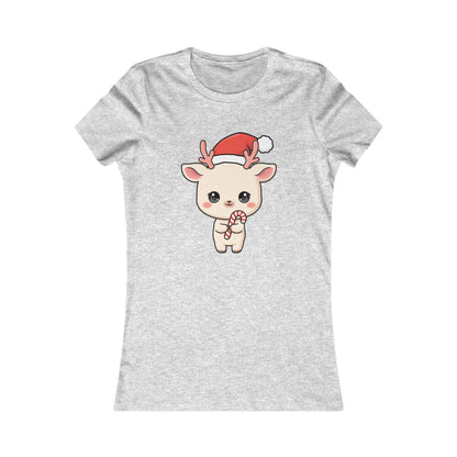 Kawaii Reindeer Christmas Women's Tee – Cute Holiday Shirt