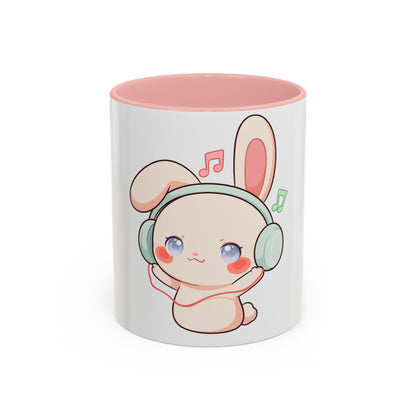 Kawaii Bunny Music Mug, Cute Accent Coffee Mug