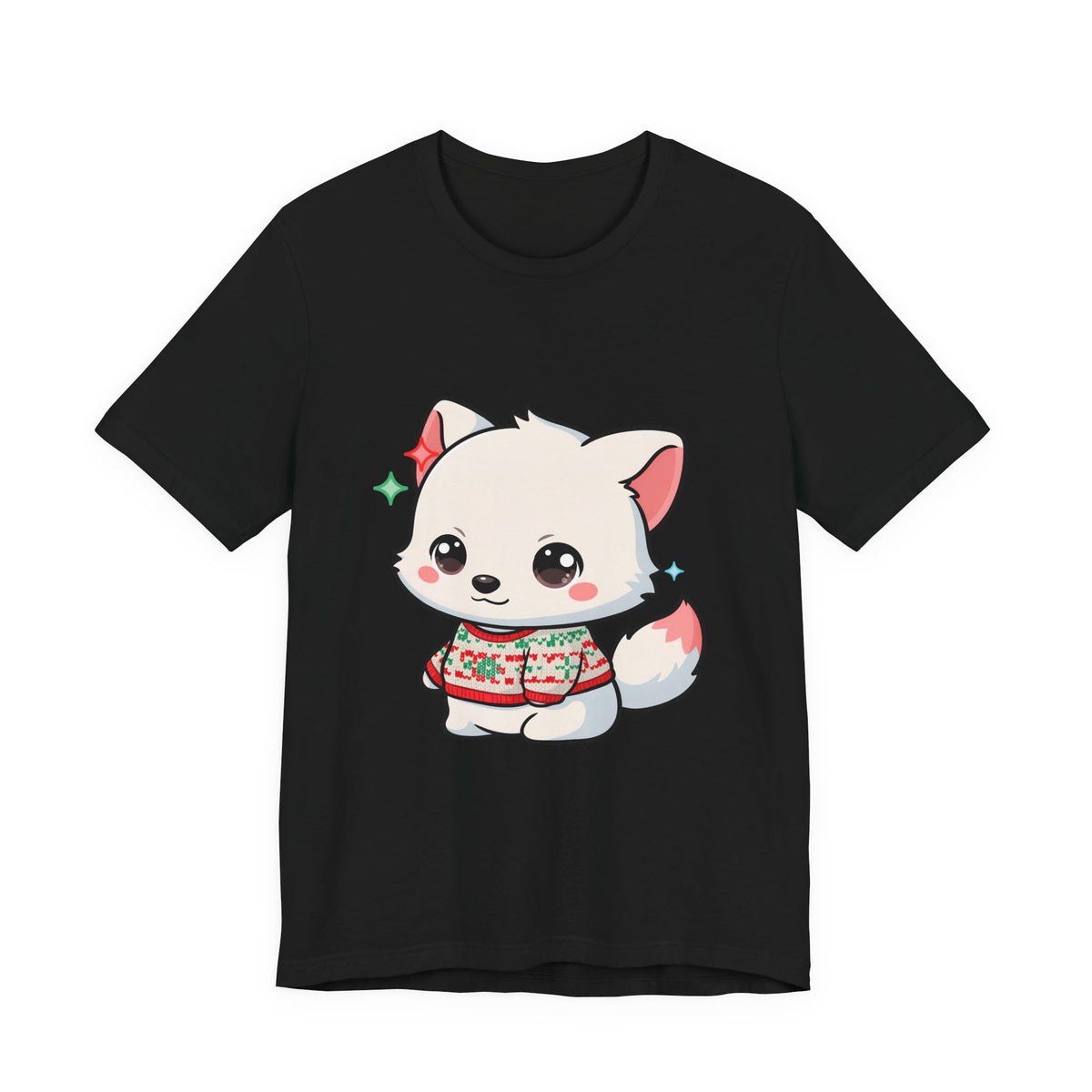 Kawaii Arctic Fox Christmas T-Shirt for Cute Holiday Fans