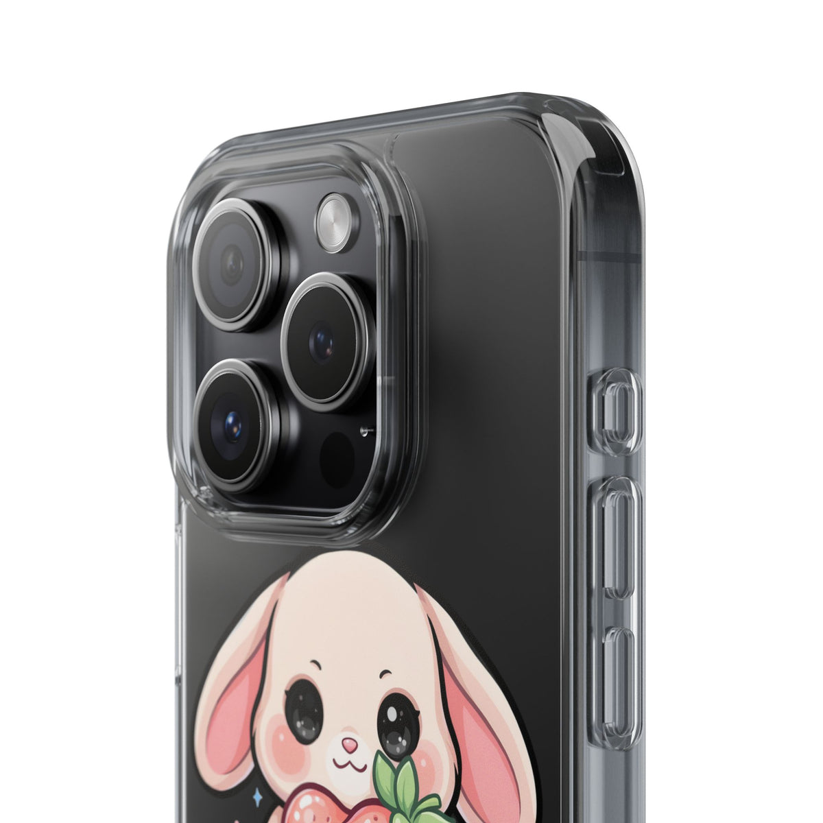 Kawaii Bunny Strawberry Phone Case, Clear Impact-Resistant