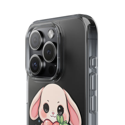 Kawaii Bunny Strawberry Phone Case, Clear Impact-Resistant