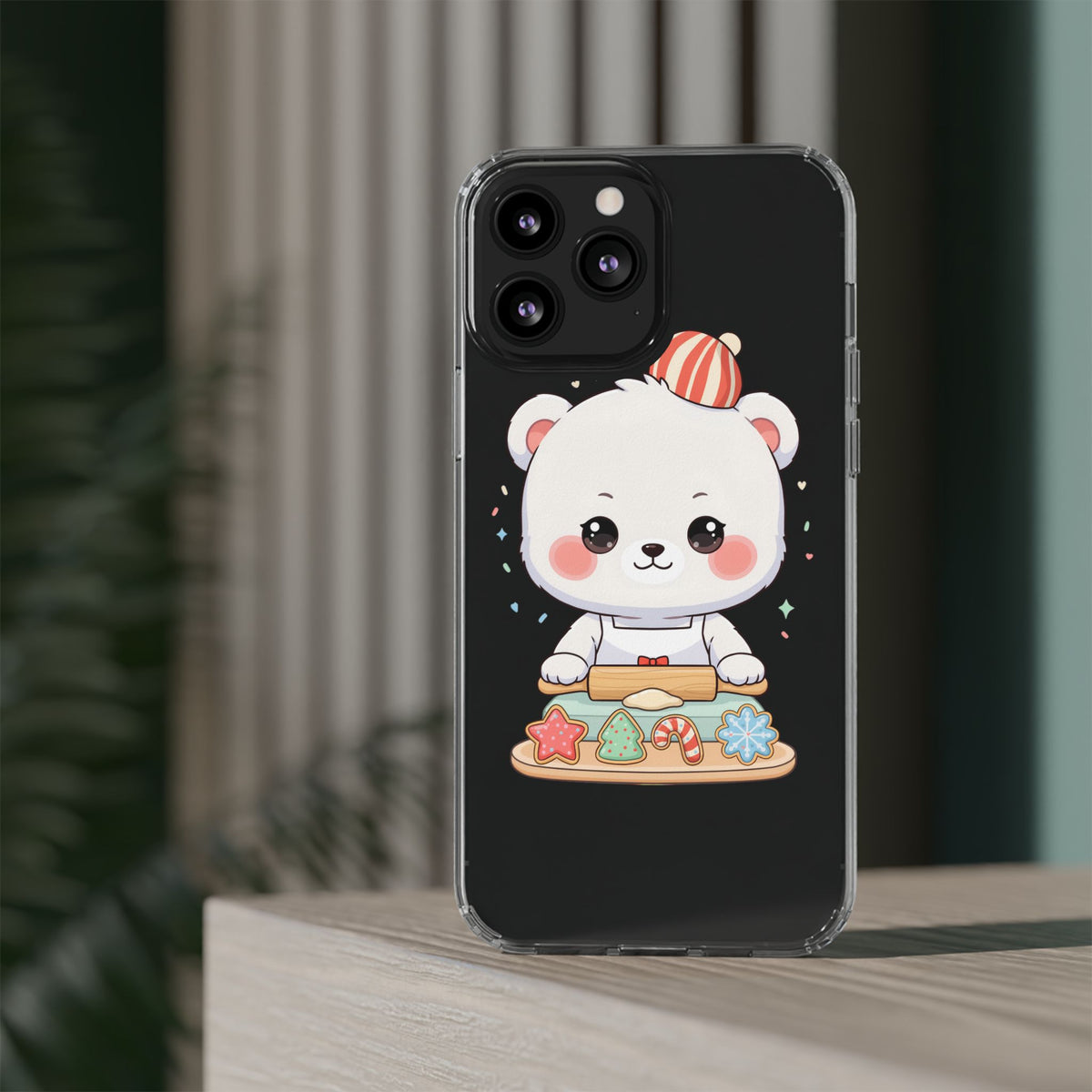 Christmas Bear Cookie Baking Clear Phone Case