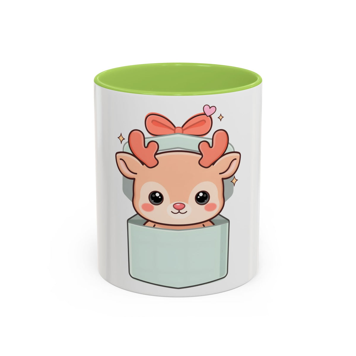 Kawaii Reindeer Christmas Mug, 11oz or 15oz Accent Coffee Mug