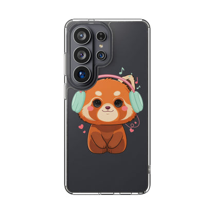 Red Panda Phone Case, Kawaii Music Lover Clear Case