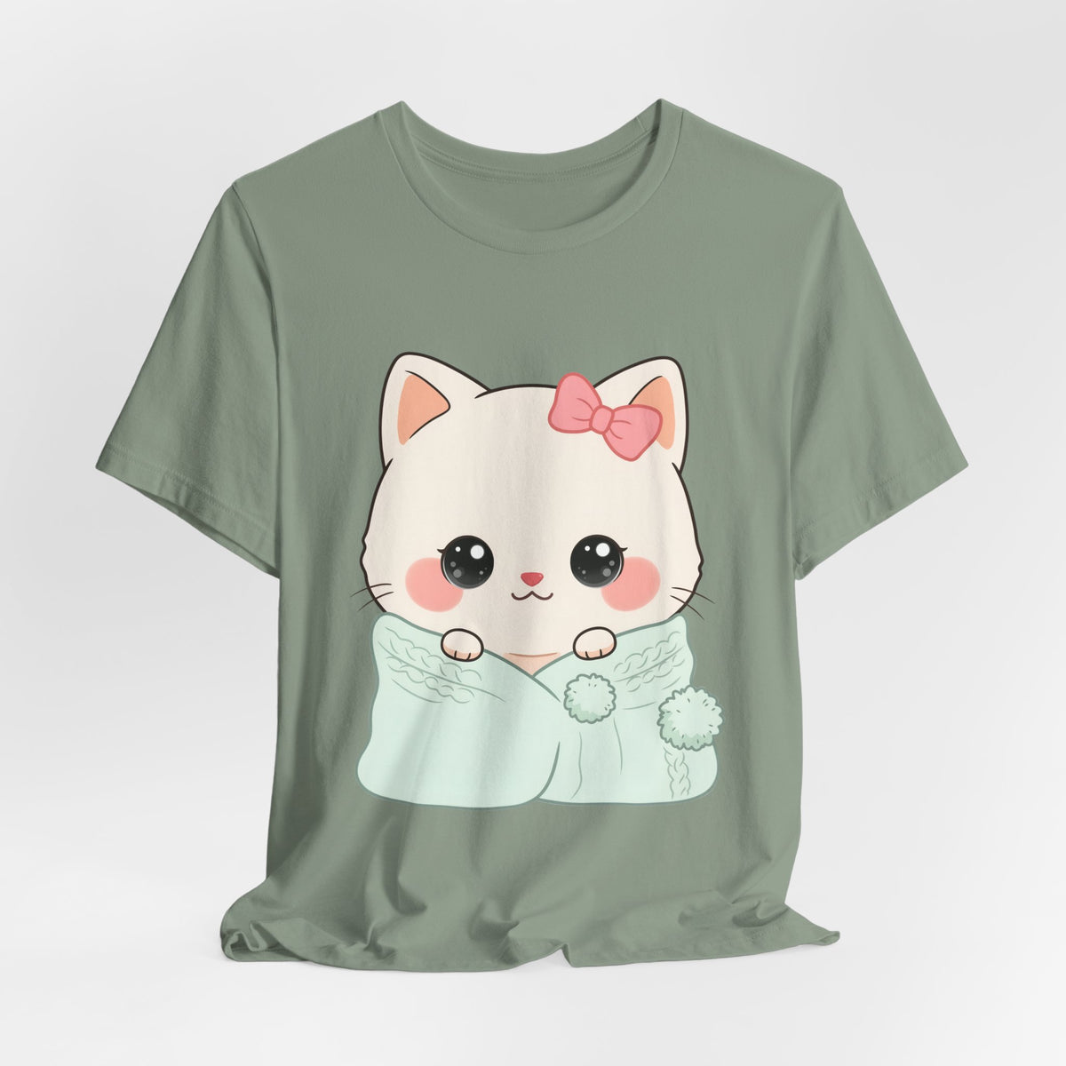 Kawaii Cat T-Shirt, Cozy Blanket Kitty for Cat Lovers