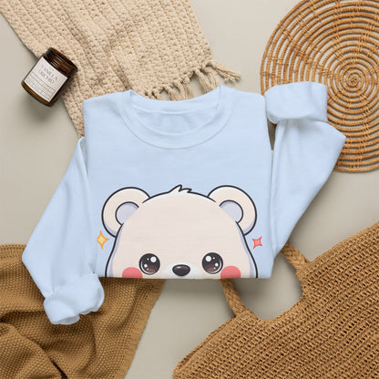 Kawaii Polar Bear Sweatshirt, Cute Gift-Giving Cub