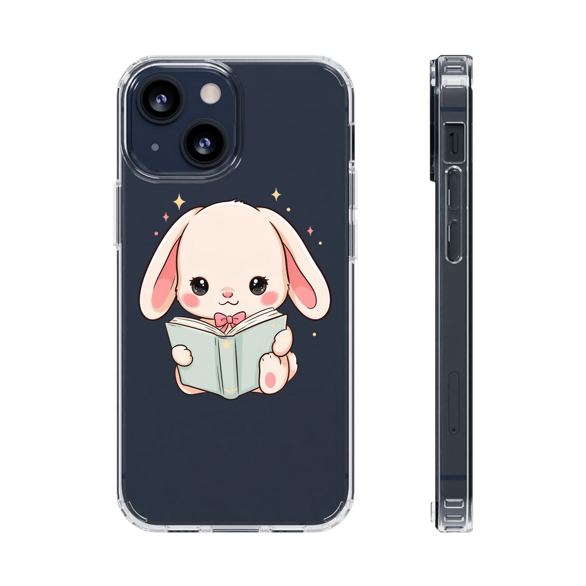 Kawaii Reading Bunny Clear Impact-Resistant Case