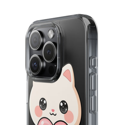 Kawaii Cat Phone Case with Heart, Clear Impact-Resistant