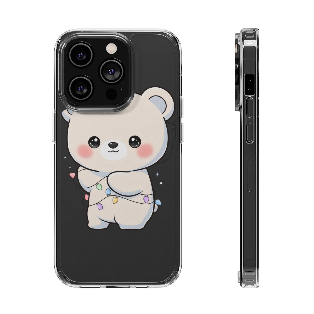 Kawaii Polar Bear Phone Case with Fairy Lights