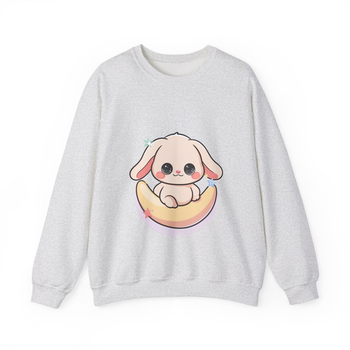 Kawaii Bunny Sweatshirt, Cute Crescent Moon Gift