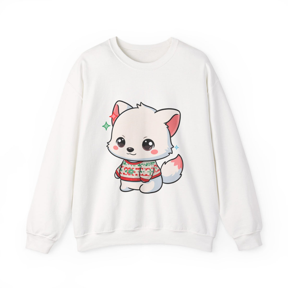 Kawaii Christmas Fox Sweatshirt, Cute Holiday Crewneck