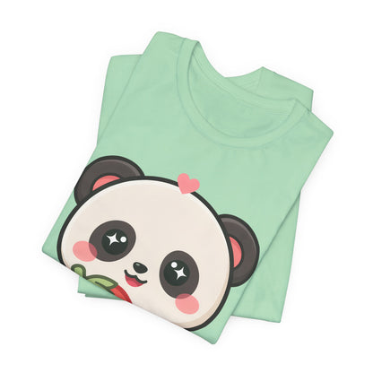 Kawaii Panda Strawberry T-Shirt – Sweet Chibi Animal Tee