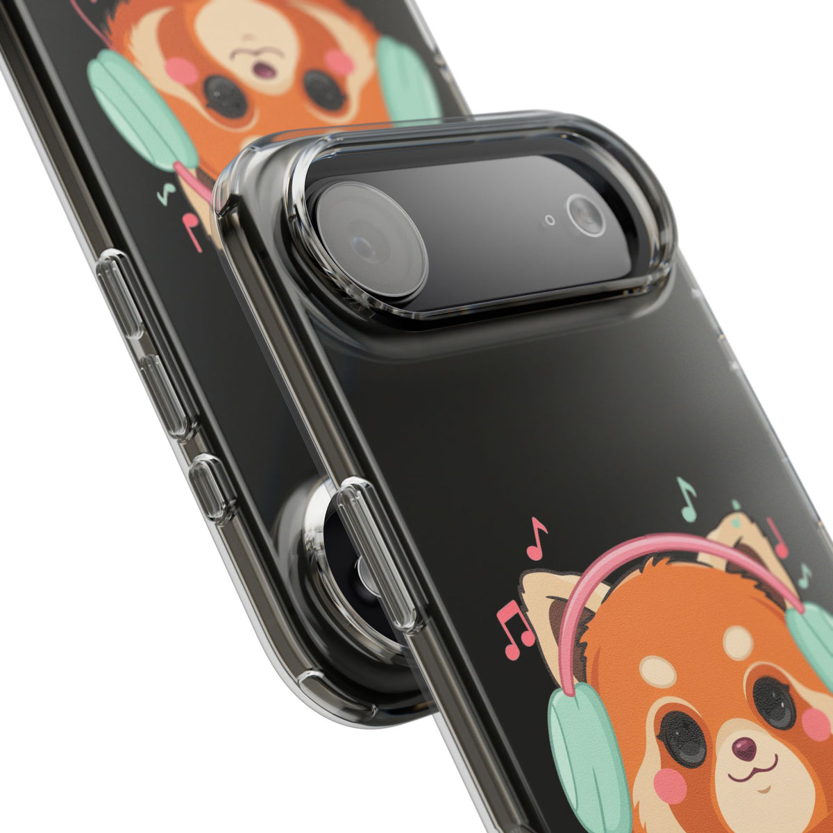 Red Panda Phone Case, Kawaii Music Lover Clear Case