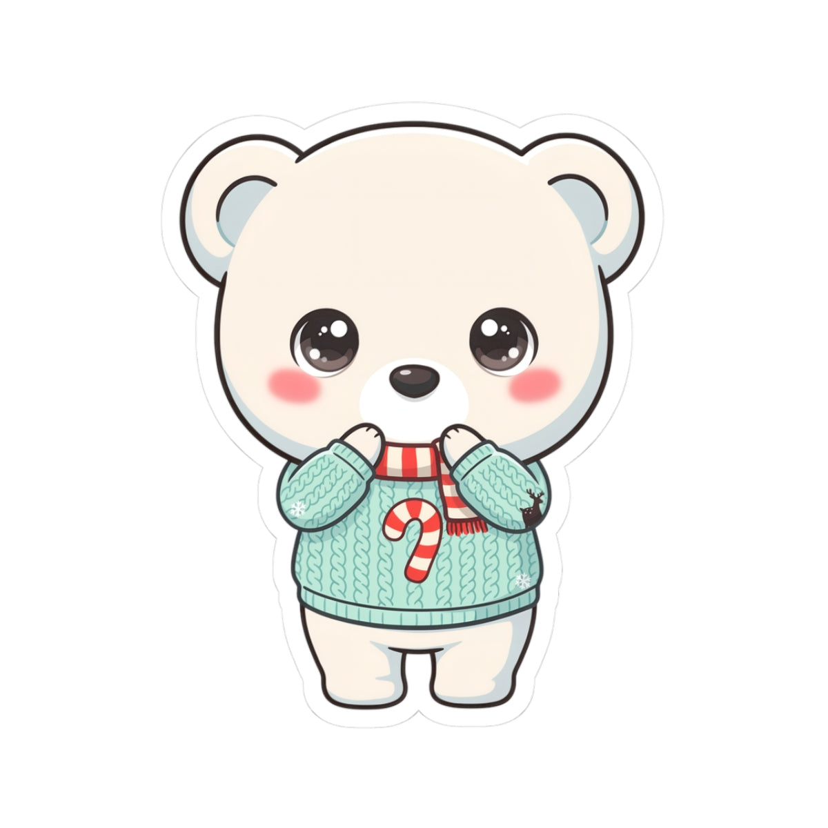 Kawaii Polar Bear Christmas Sticker for Cozy Holiday Cheer