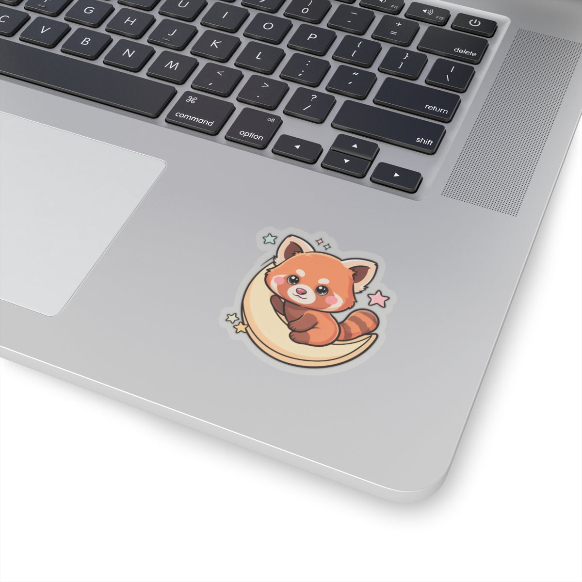 Red Panda Moon Sticker, Cute Kawaii Kiss-Cut Vinyl