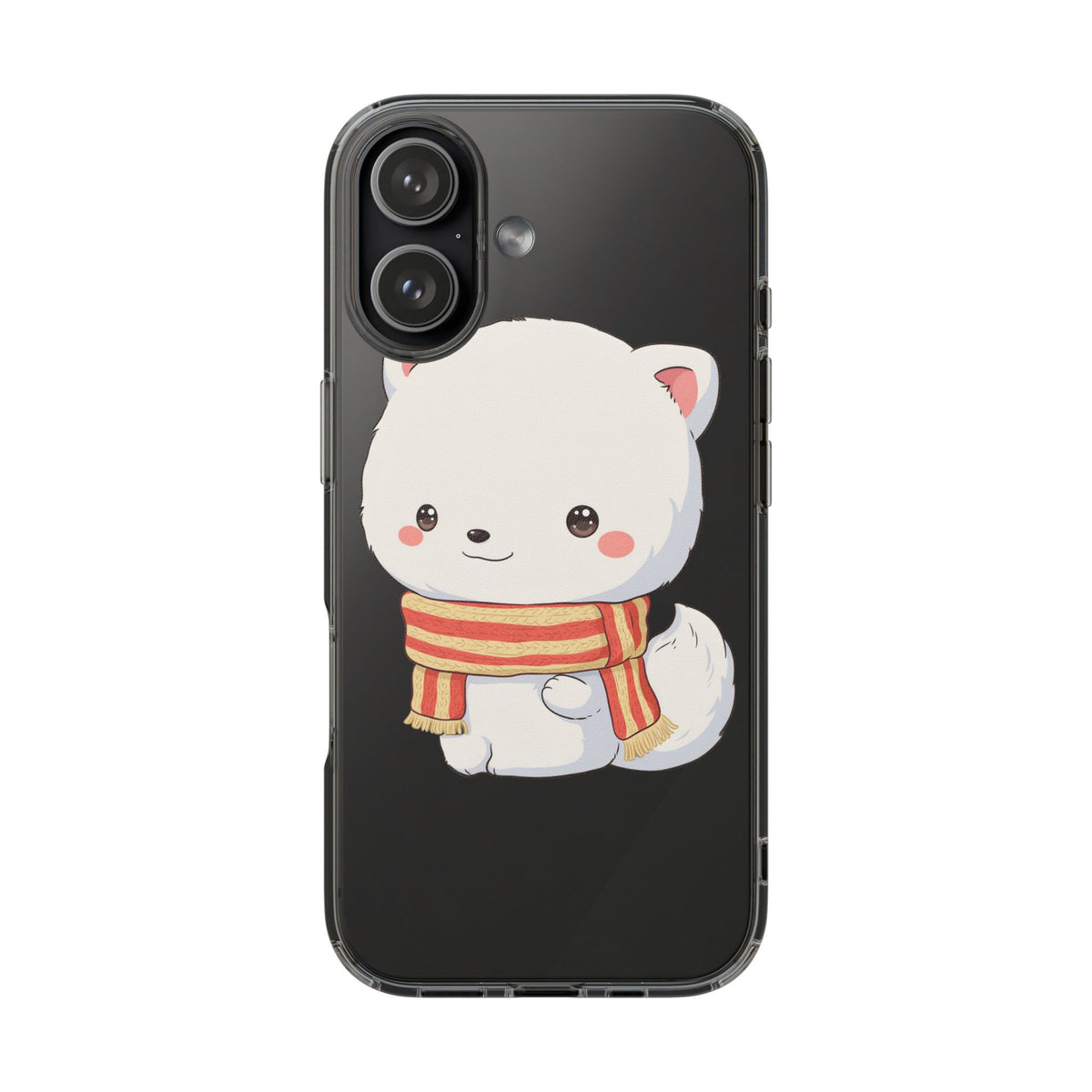 Kawaii Arctic Fox Phone Case, Cozy Christmas Scarf