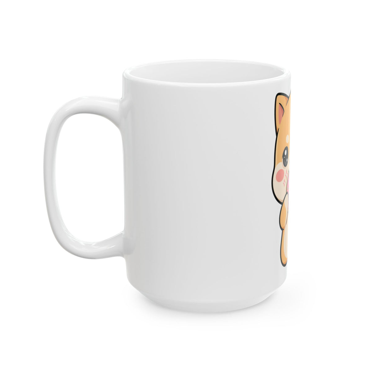 Kawaii Shiba Inu Donut Mug, Cute Dog Coffee Cup