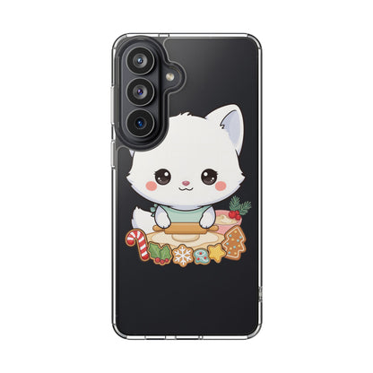 Christmas Fox Clear Phone Case, Kawaii Cookie Baker